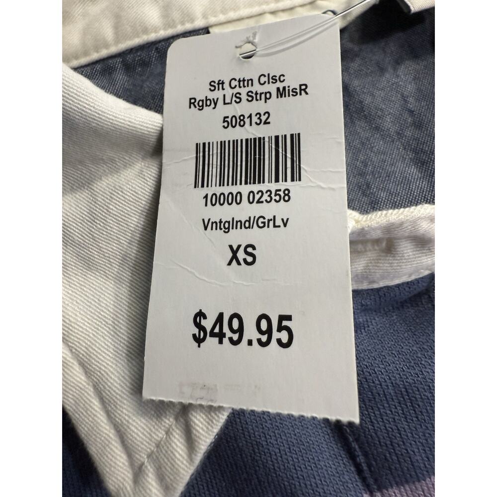 LL Bean Rugby Shirt Womens XS Long Sleeve Polo Striped Blue Purple Preppy NEW - Picture 5 of 12